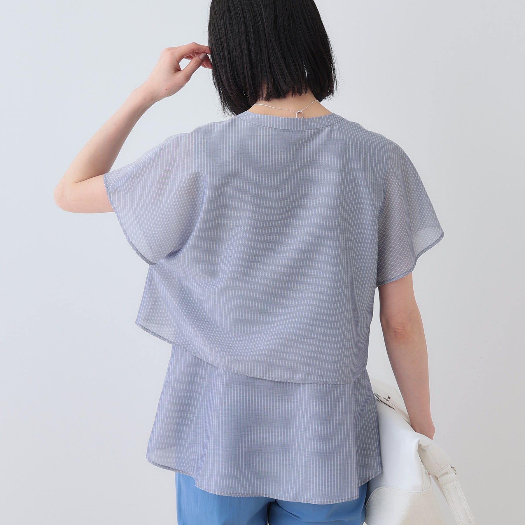 インディヴィ INDIVI 【洗える／エアリー】ティアードブラウス （ライトベージュ(351)） ライトベージュ(351)