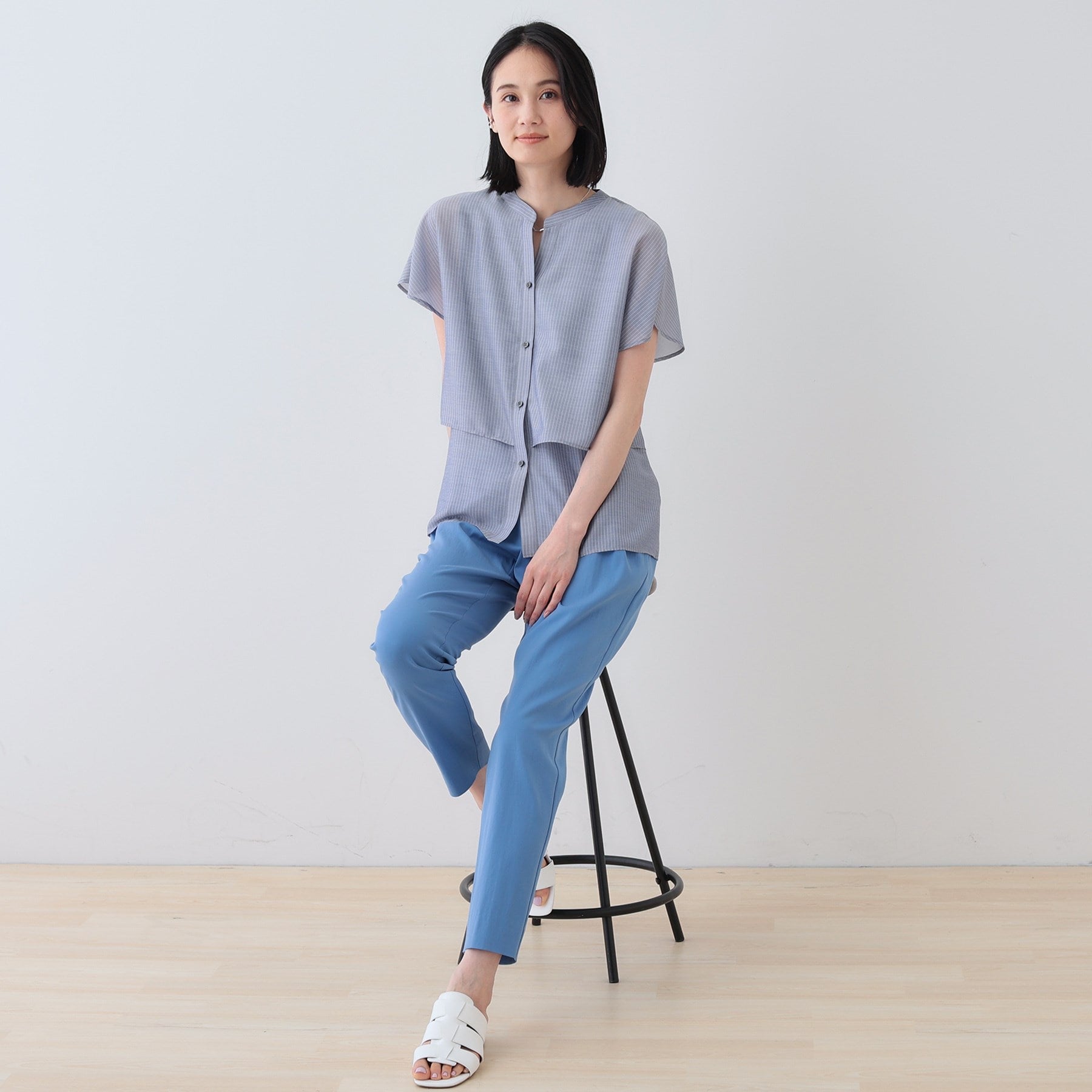 インディヴィ INDIVI 【洗える／エアリー】ティアードブラウス （ライトベージュ(351)） ライトベージュ(351)