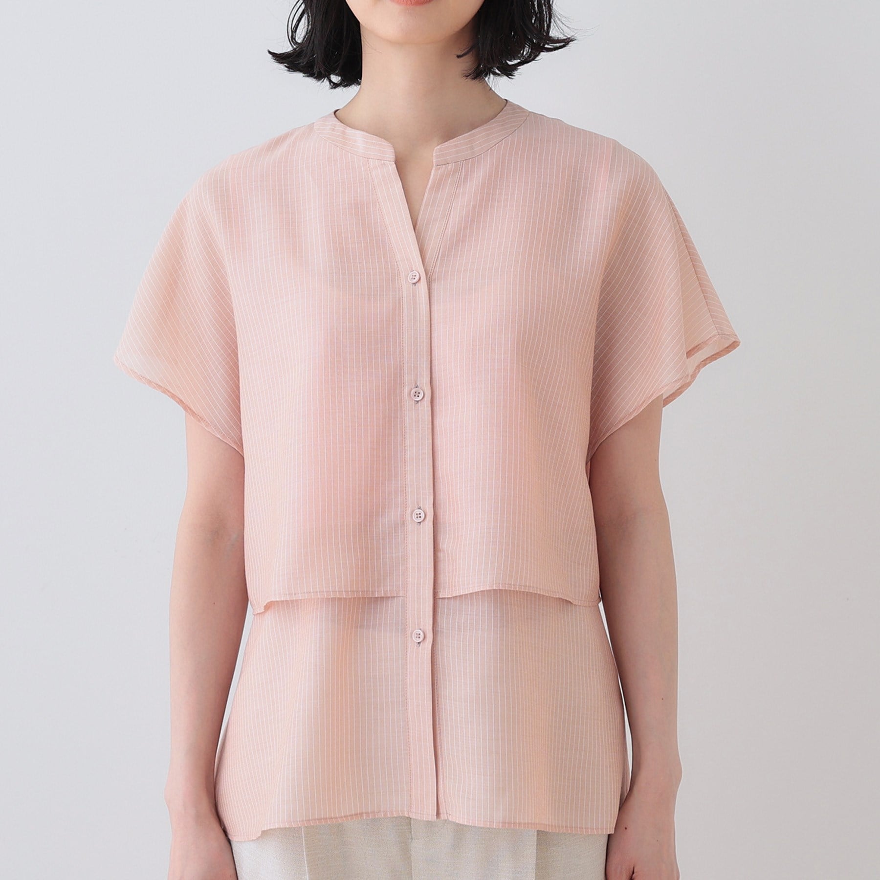 インディヴィ INDIVI 【洗える／エアリー】ティアードブラウス （ライトベージュ(351)） ライトベージュ(351)