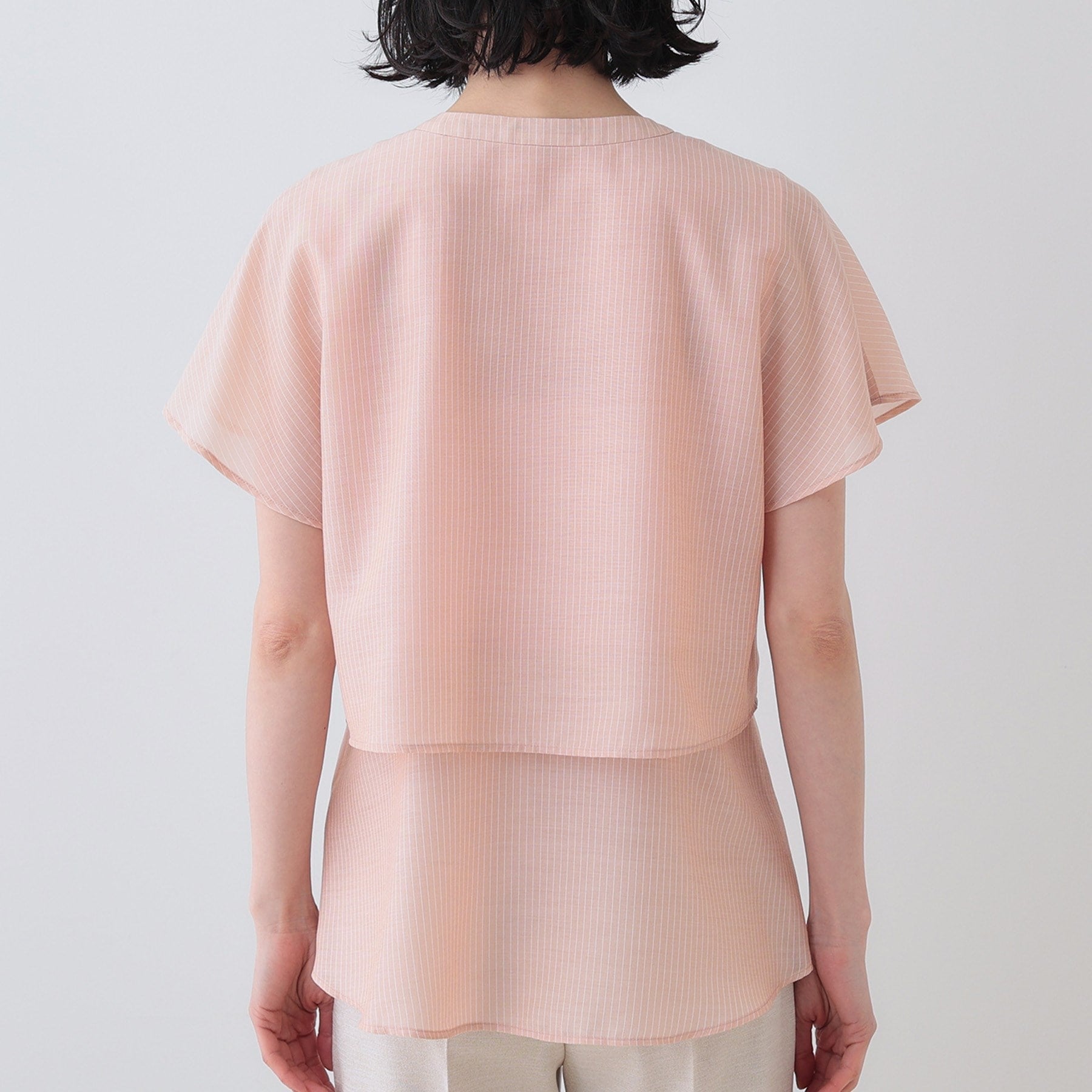 インディヴィ INDIVI 【洗える／エアリー】ティアードブラウス （ライトベージュ(351)） ライトベージュ(351)