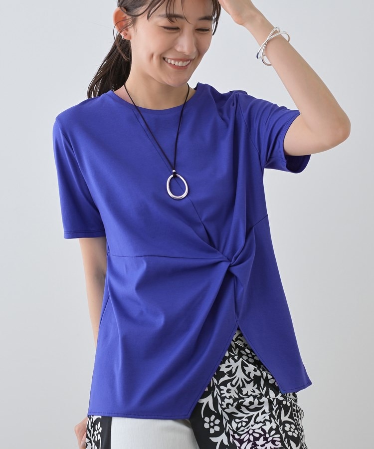 インディヴィ INDIVI 【洗える】ねじりデザインTシャツ （ブルー(093)） ブルー(093)