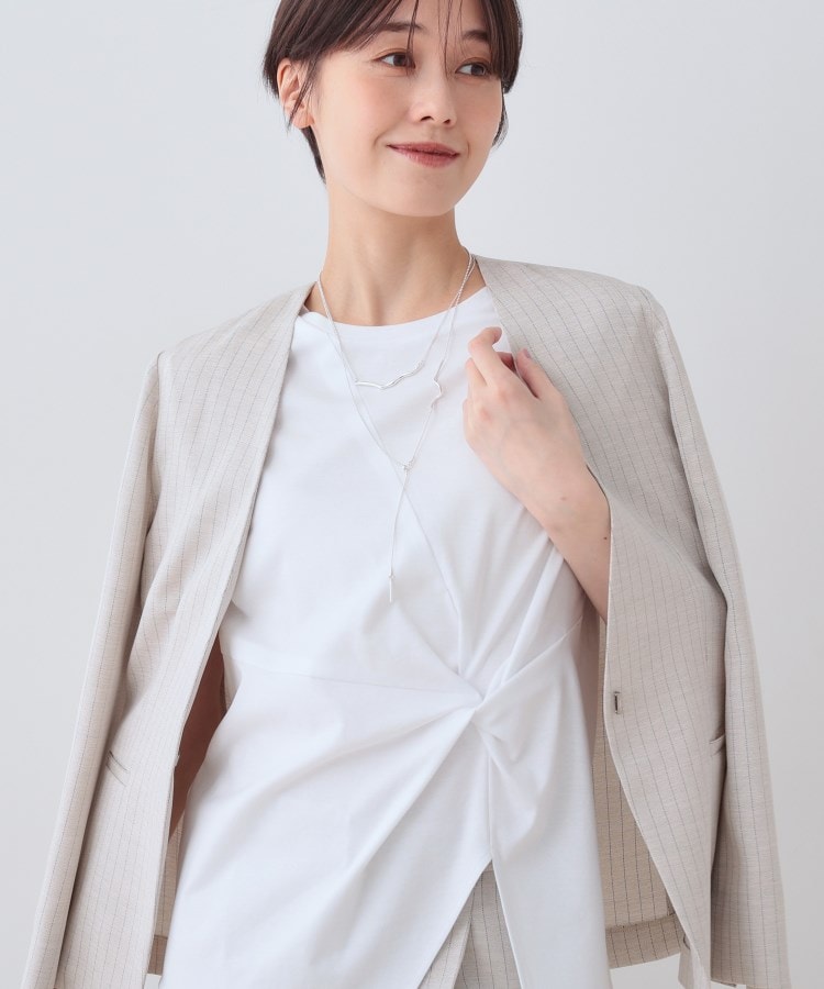 インディヴィ INDIVI 【洗える】ねじりデザインTシャツ （ブルー(093)） ブルー(093)