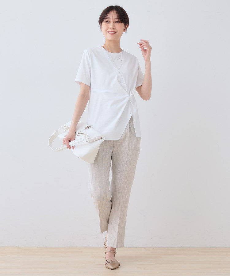 インディヴィ INDIVI 【洗える】ねじりデザインTシャツ （ブルー(093)） ブルー(093)