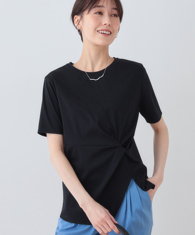 インディヴィ INDIVI 【洗える】ねじりデザインTシャツ （ブルー(093)） ブルー(093)