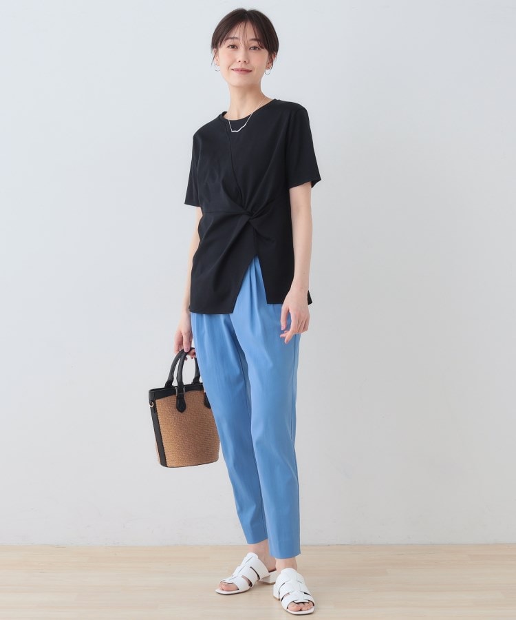 インディヴィ INDIVI 【洗える】ねじりデザインTシャツ （ブルー(093)） ブルー(093)