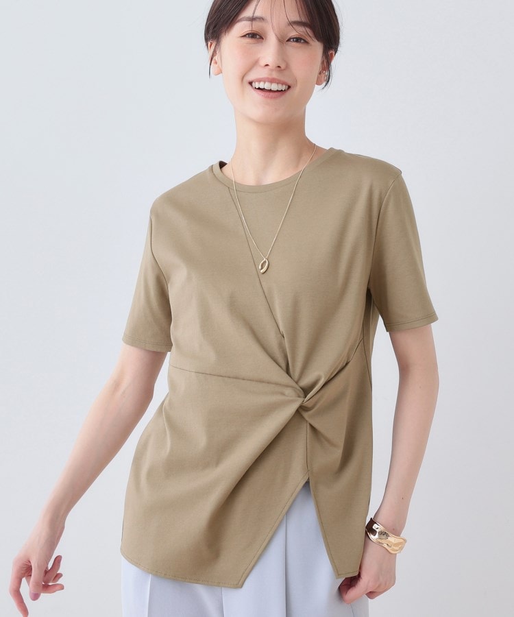 インディヴィ INDIVI 【洗える】ねじりデザインTシャツ （ブルー(093)） ブルー(093)