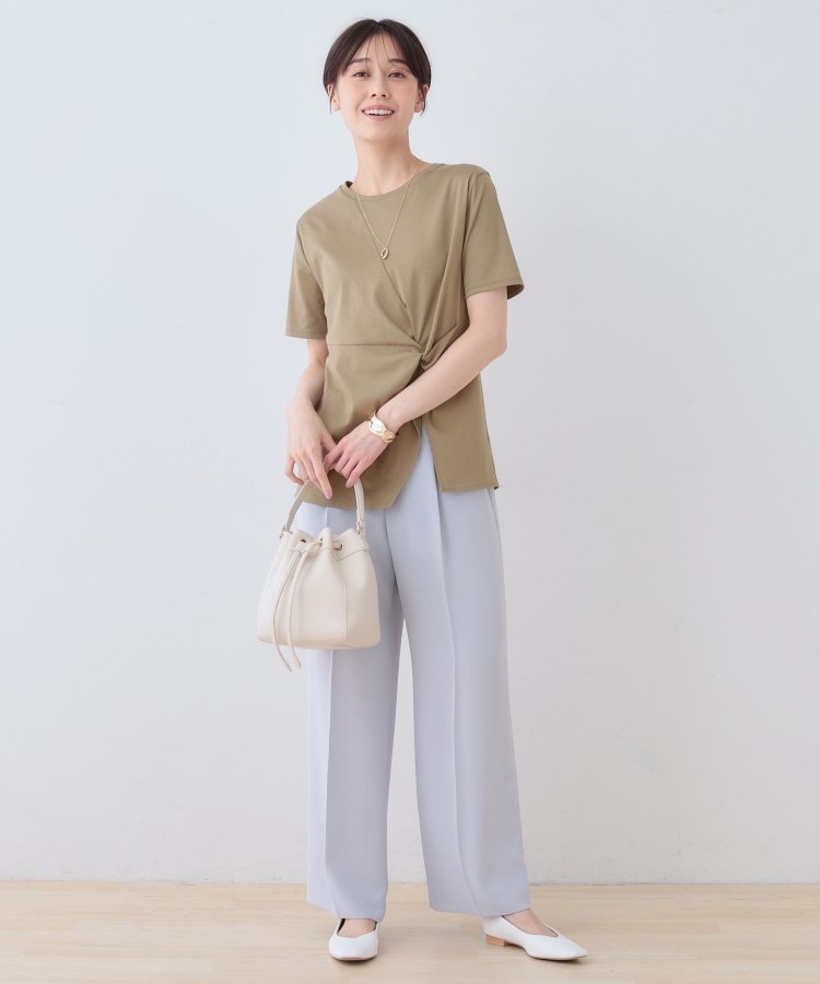 インディヴィ INDIVI 【洗える】ねじりデザインTシャツ （ブルー(093)） ブルー(093)