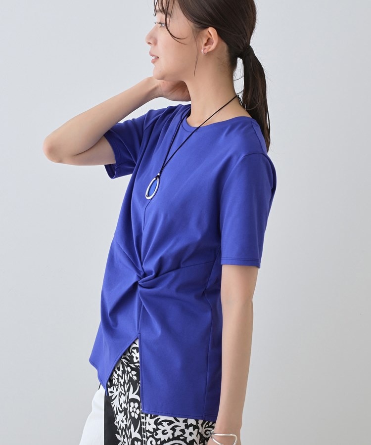 インディヴィ INDIVI 【洗える】ねじりデザインTシャツ （ブルー(093)） ブルー(093)