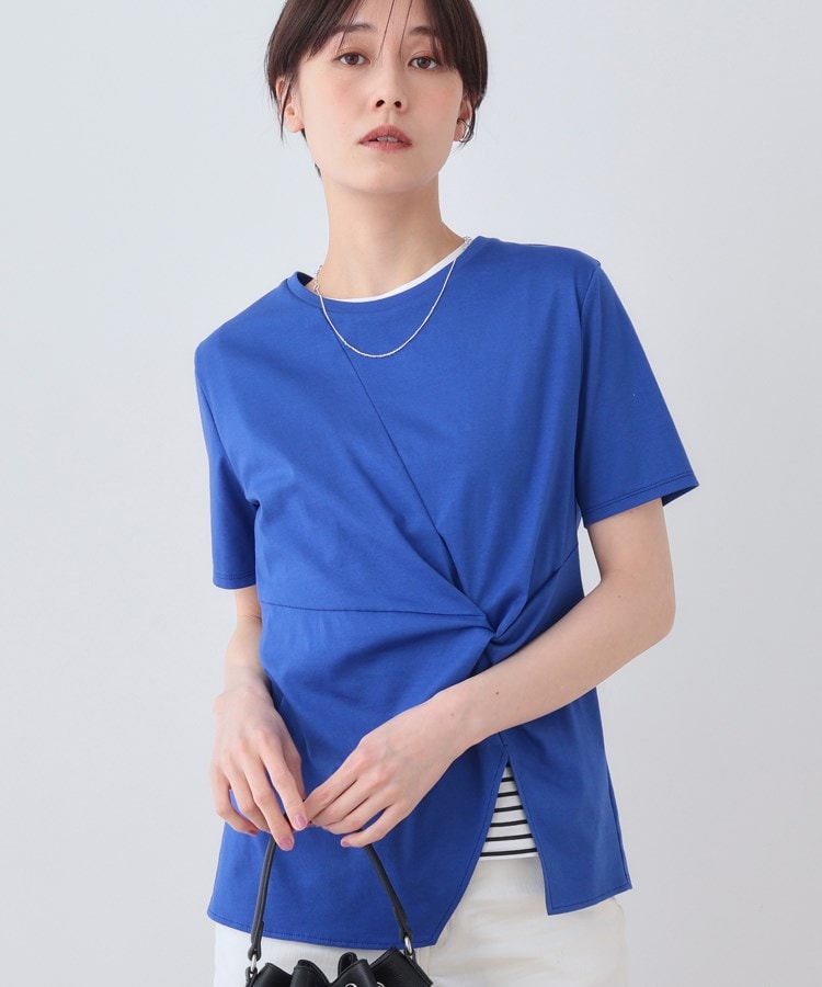 インディヴィ INDIVI 【洗える】ねじりデザインTシャツ （ブルー(093)） ブルー(093)