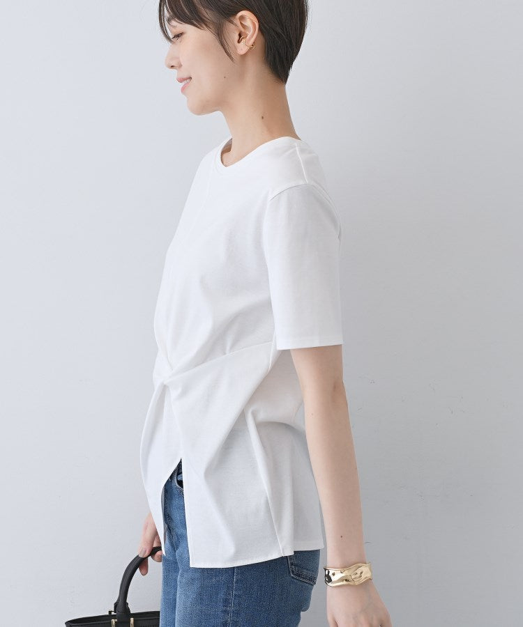 インディヴィ INDIVI 【洗える】ねじりデザインTシャツ （ブルー(093)） ブルー(093)