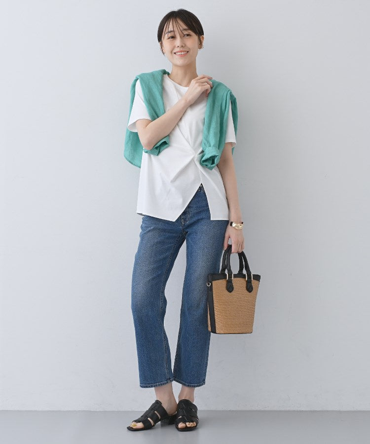 インディヴィ INDIVI 【洗える】ねじりデザインTシャツ （ブルー(093)） ブルー(093)