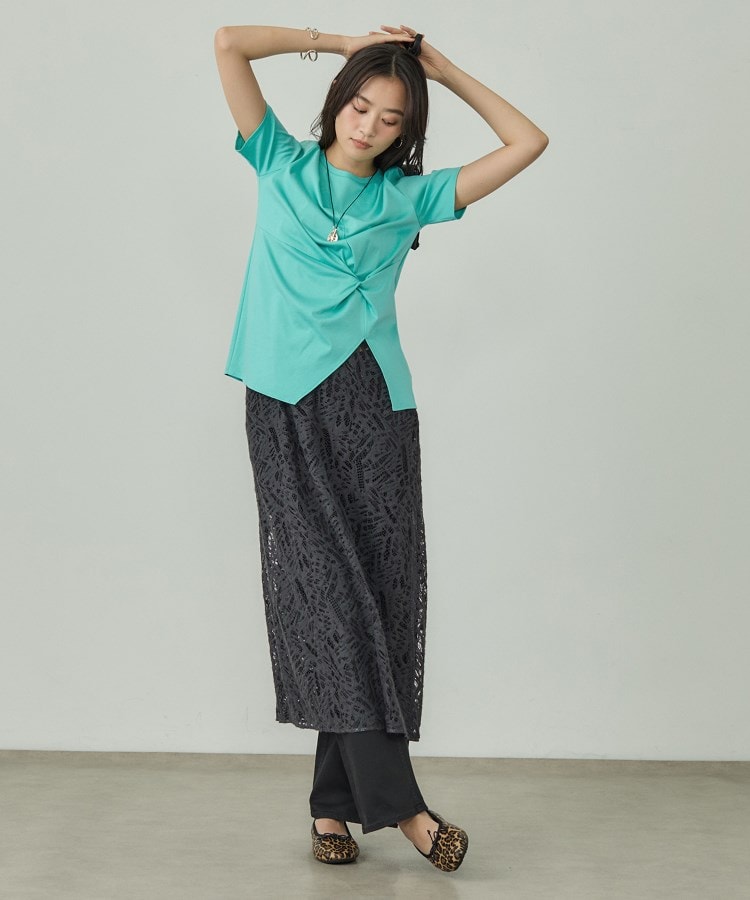 インディヴィ INDIVI 【洗える】ねじりデザインTシャツ （ブルー(093)） ブルー(093)