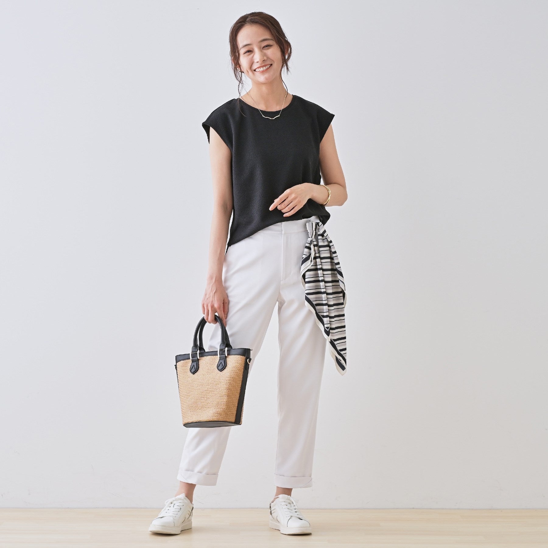 インディヴィ INDIVI 【2点セット／着回し◎】ノースリーブ＆ティアードスカート カセット服 （ブルーグリーン(597)） ブルーグリーン(597)