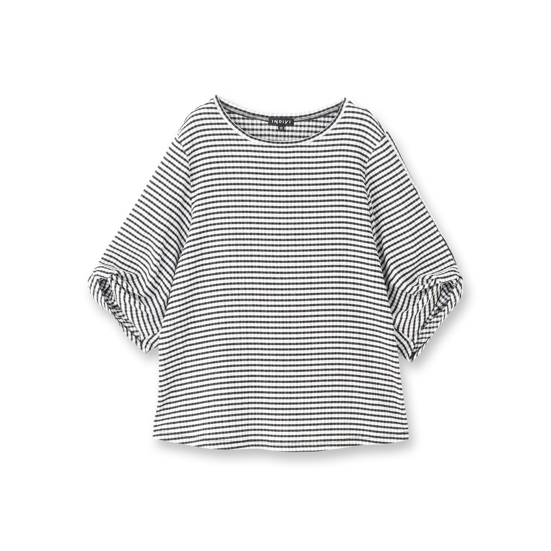 インディヴィ INDIVI 【UV／吸水速乾】凹凸素材ねじり袖トップス （チャコールグレー(014)） チャコールグレー(014)