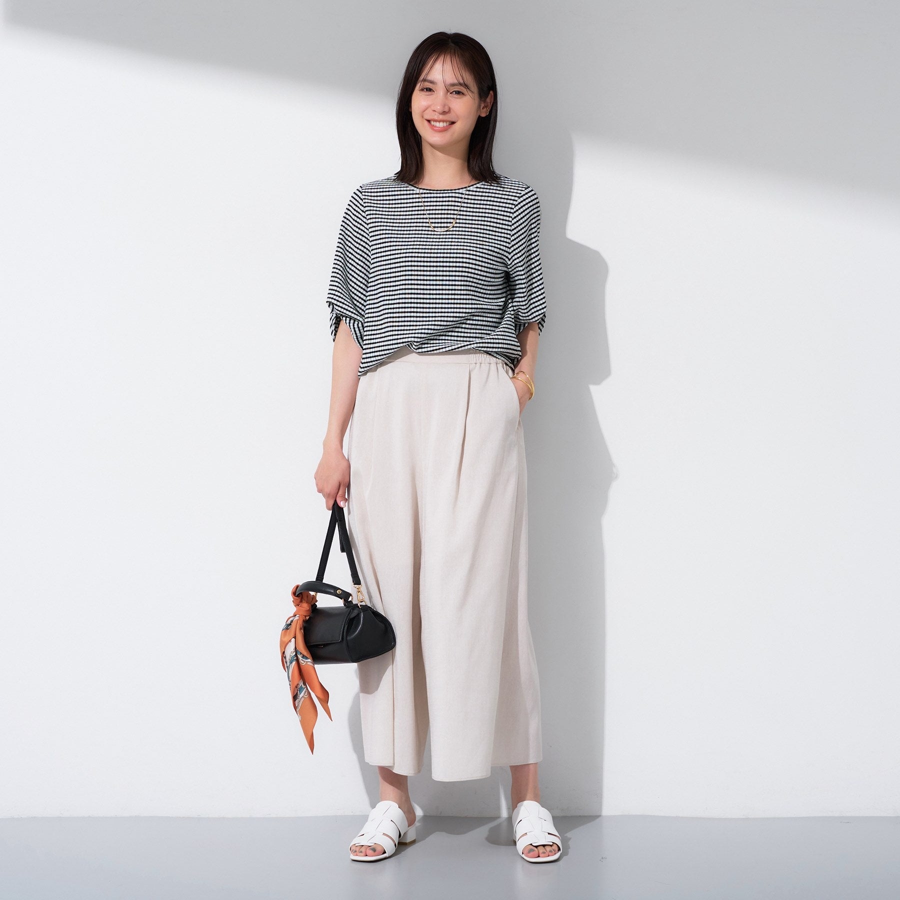 インディヴィ INDIVI 【UV／吸水速乾】凹凸素材ねじり袖トップス （チャコールグレー(014)） チャコールグレー(014)