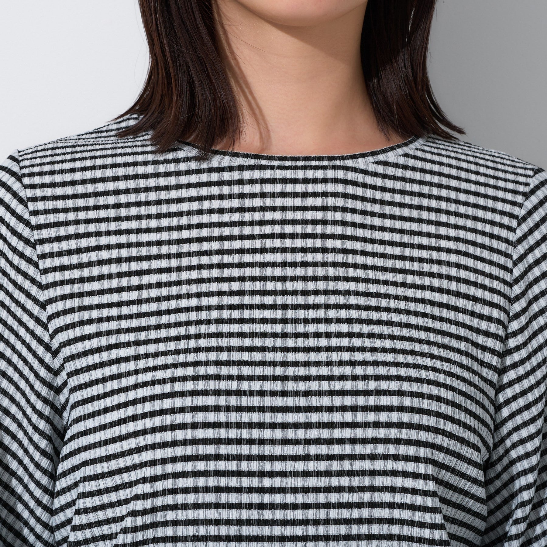 インディヴィ INDIVI 【UV／吸水速乾】凹凸素材ねじり袖トップス （チャコールグレー(014)） チャコールグレー(014)