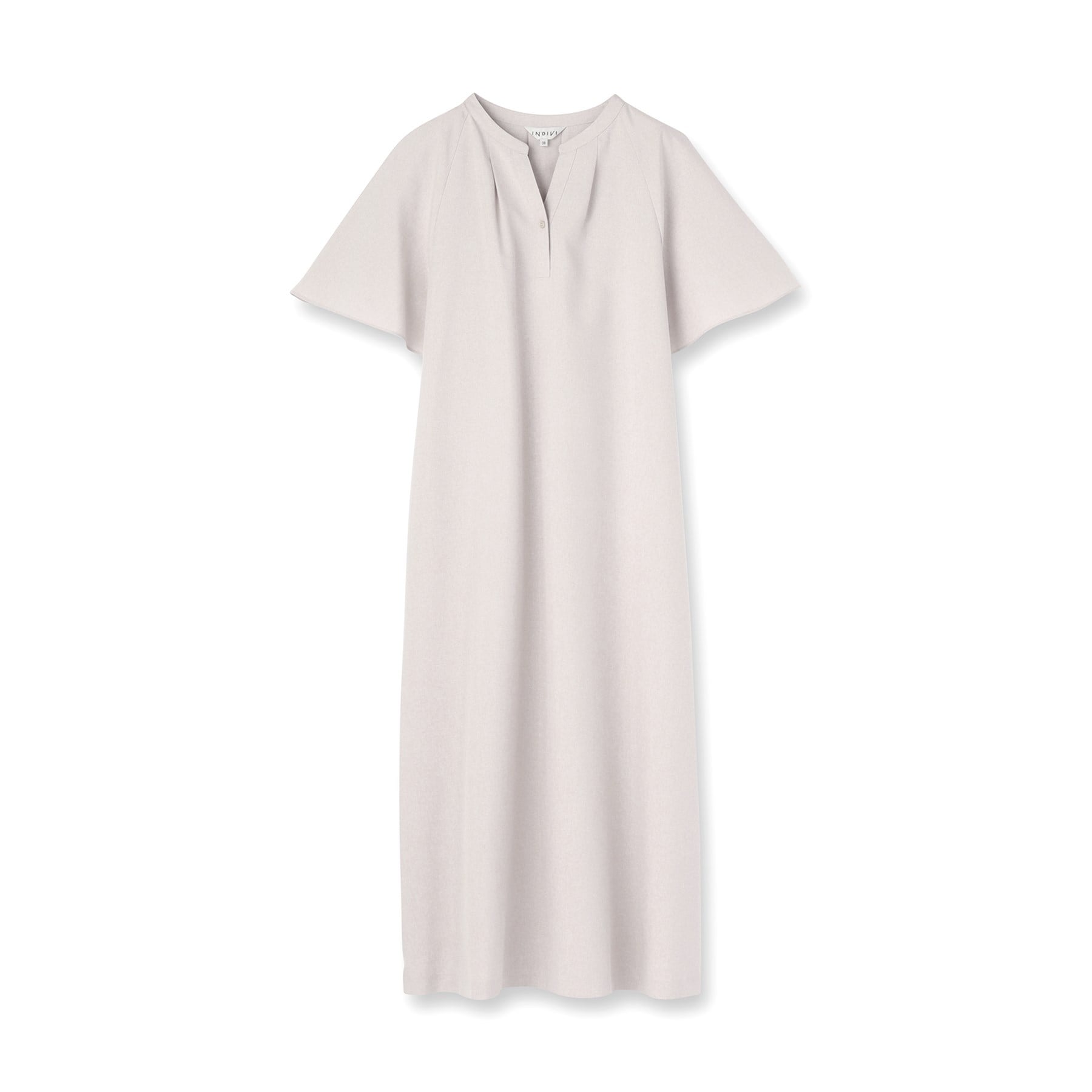 インディヴィ INDIVI 【しわになりにくい】麻調ストレートラインワンピース （ライトベージュ(051)） ライトベージュ(051)