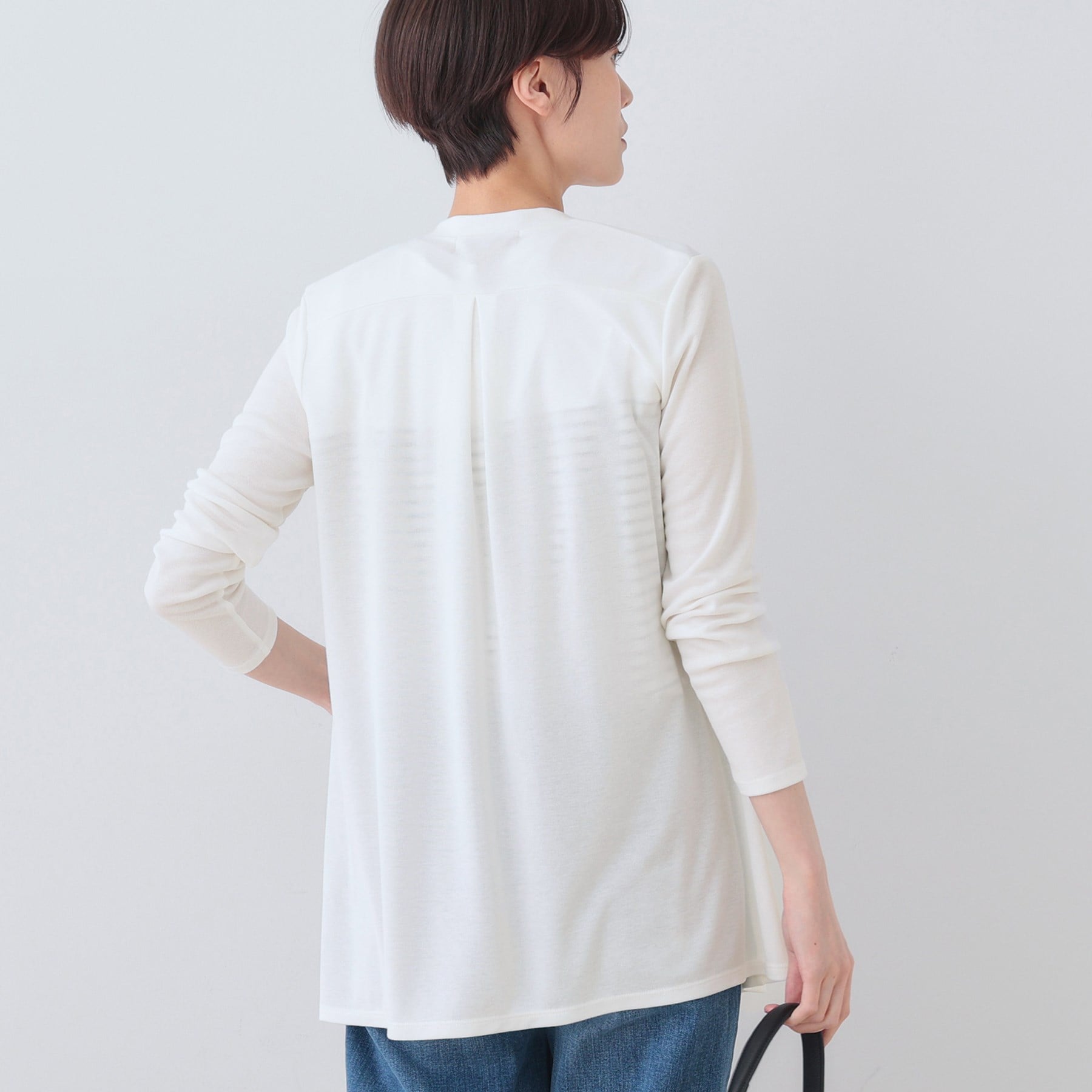 インディヴィ INDIVI 【洗える】着流しジャージカーディガン （ネイビー(694)） ネイビー(694)