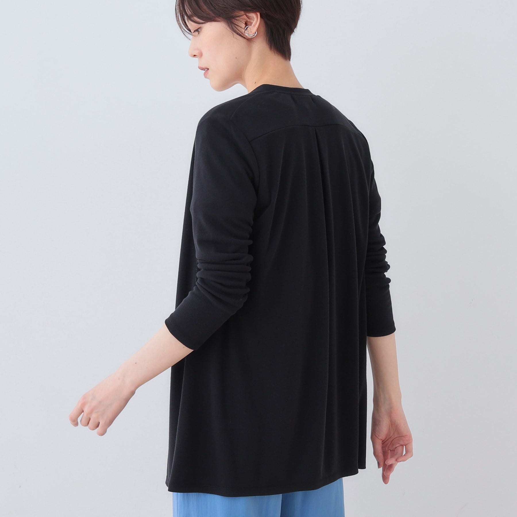 インディヴィ INDIVI 【洗える】着流しジャージカーディガン （ネイビー(694)） ネイビー(694)