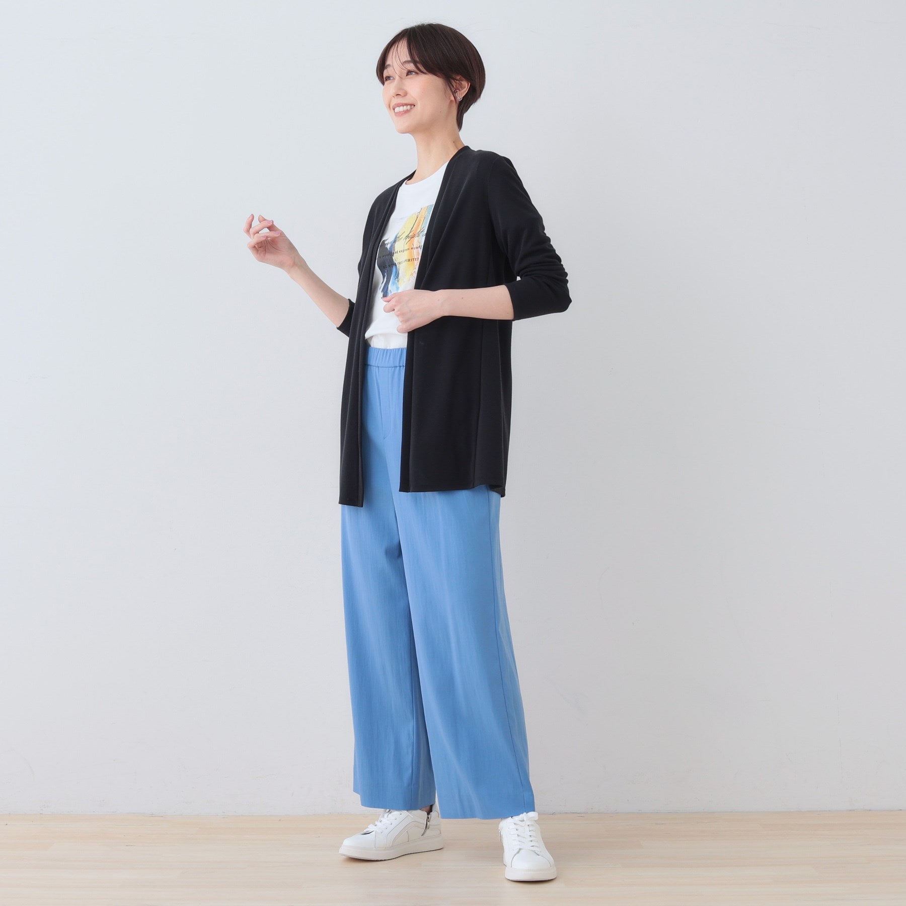 インディヴィ INDIVI 【洗える】着流しジャージカーディガン （ネイビー(694)） ネイビー(694)