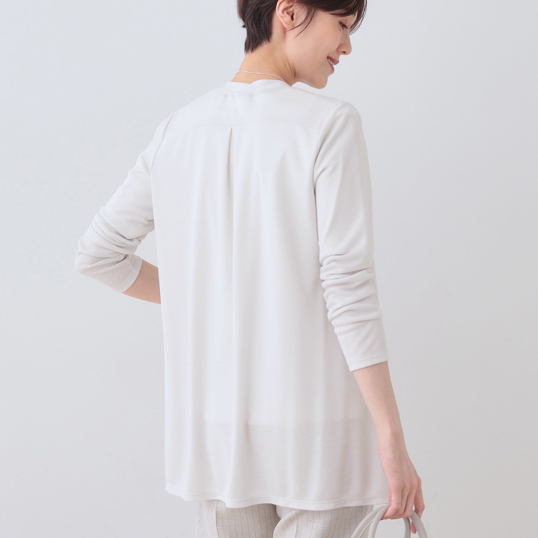 インディヴィ INDIVI 【洗える】着流しジャージカーディガン （ネイビー(694)） ネイビー(694)