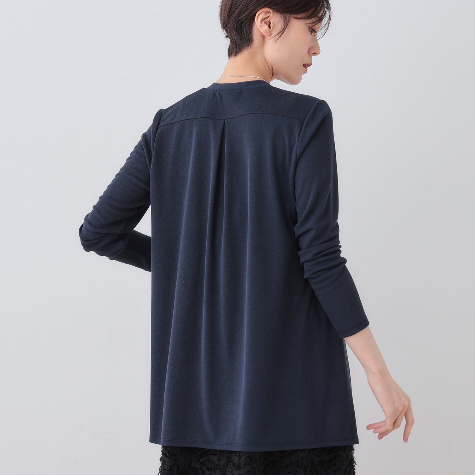 インディヴィ INDIVI 【洗える】着流しジャージカーディガン （ネイビー(694)） ネイビー(694)