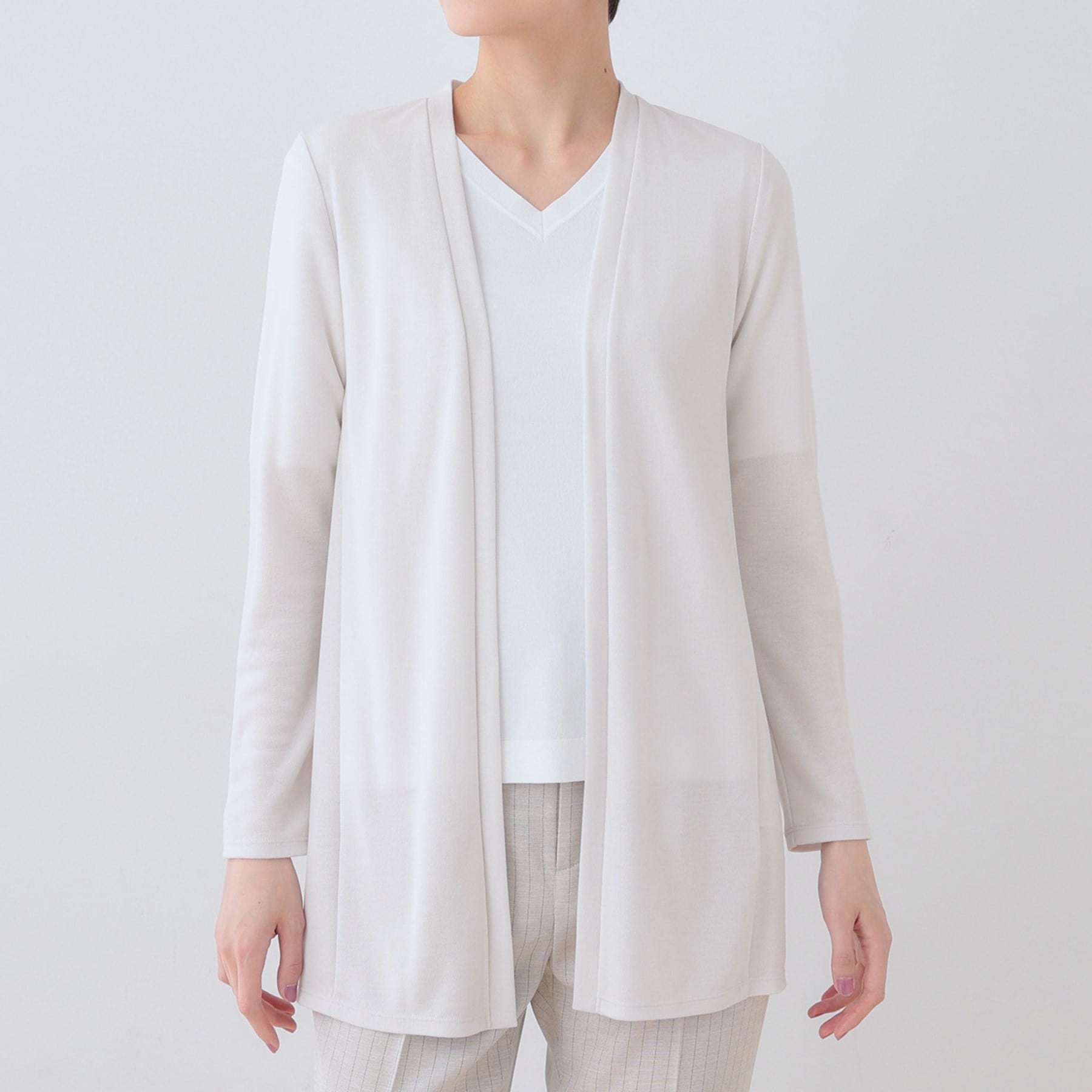 インディヴィ INDIVI 【洗える】着流しジャージカーディガン （ネイビー(694)） ネイビー(694)