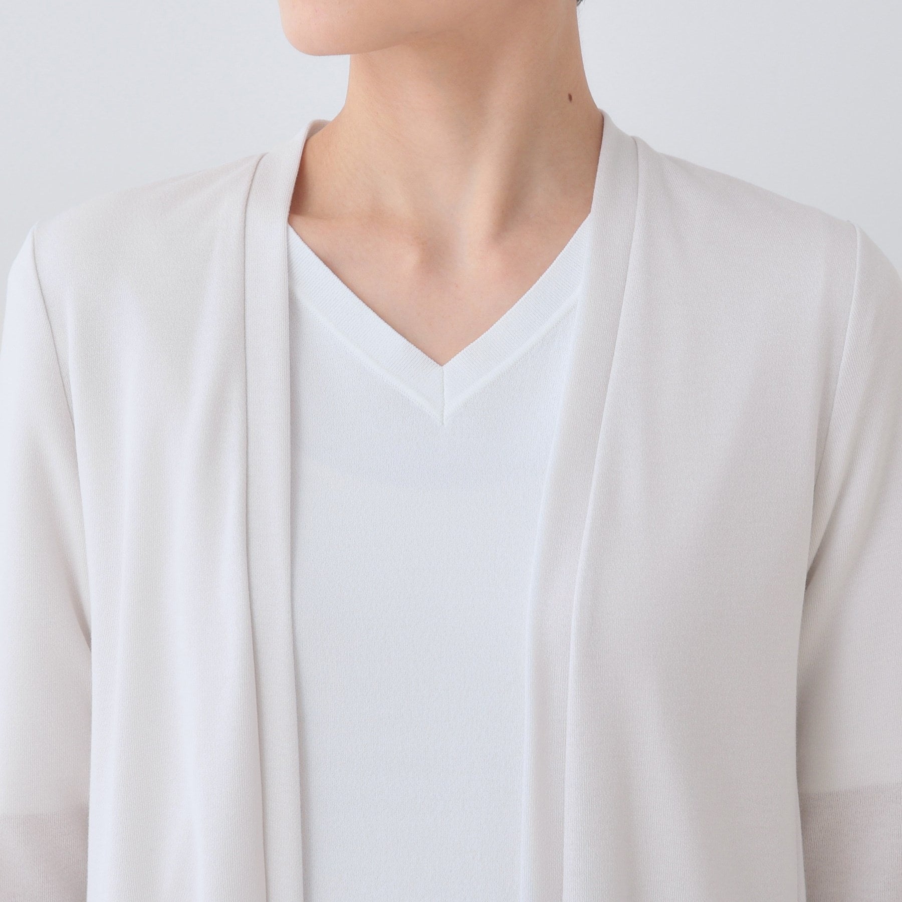 インディヴィ INDIVI 【洗える】着流しジャージカーディガン （ネイビー(694)） ネイビー(694)