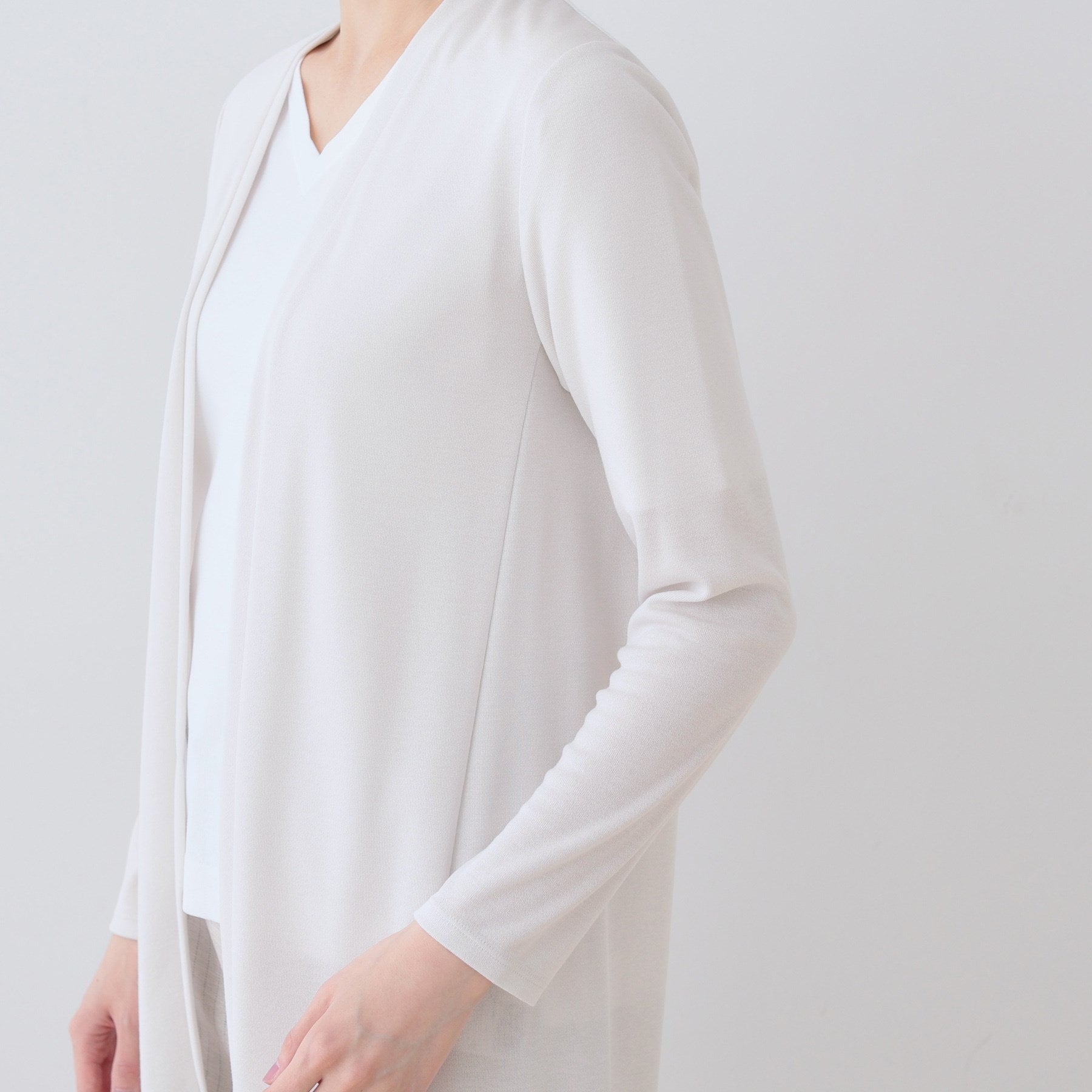 インディヴィ INDIVI 【洗える】着流しジャージカーディガン （ネイビー(694)） ネイビー(694)