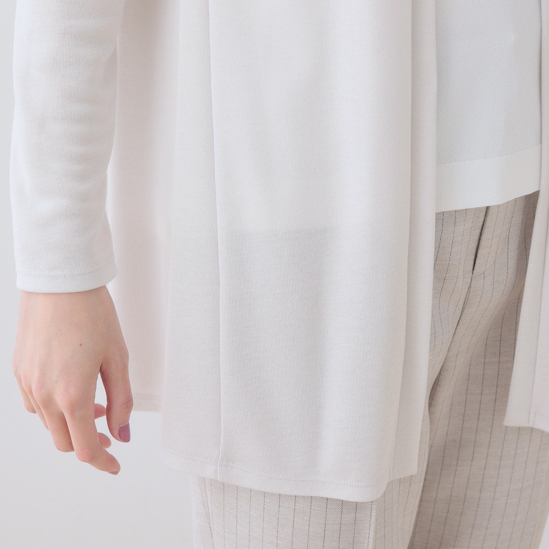 インディヴィ INDIVI 【洗える】着流しジャージカーディガン （ネイビー(694)） ネイビー(694)