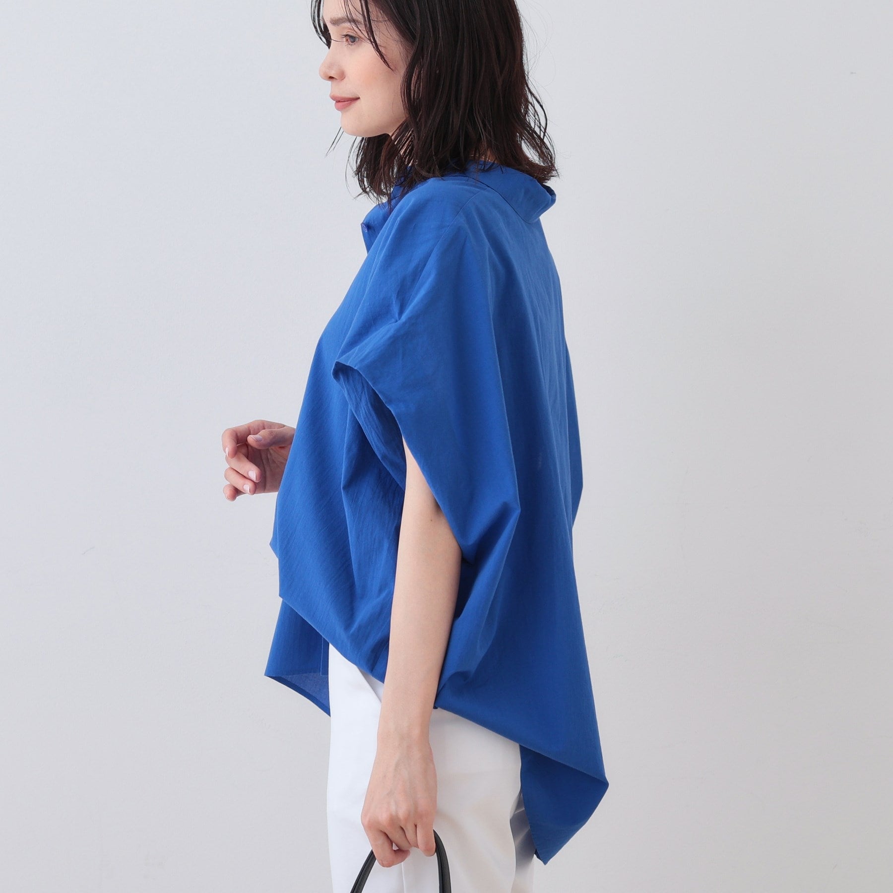 インディヴィ INDIVI 【SETUP可能／涼しい】コットンオーバーシャツ （ブラック(019)） ブラック(019)