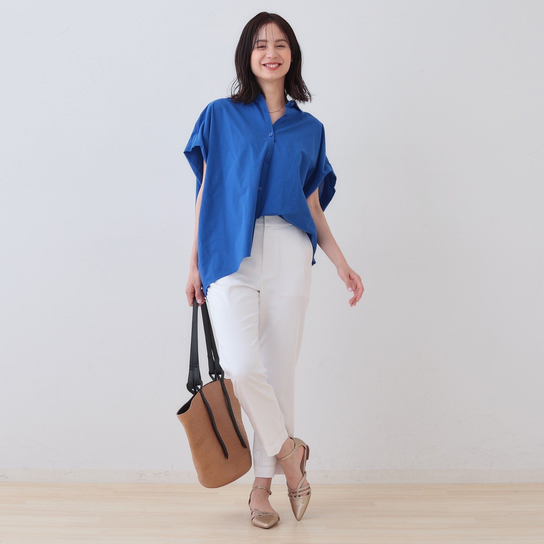 インディヴィ INDIVI 【SETUP可能／涼しい】コットンオーバーシャツ （ブラック(019)） ブラック(019)