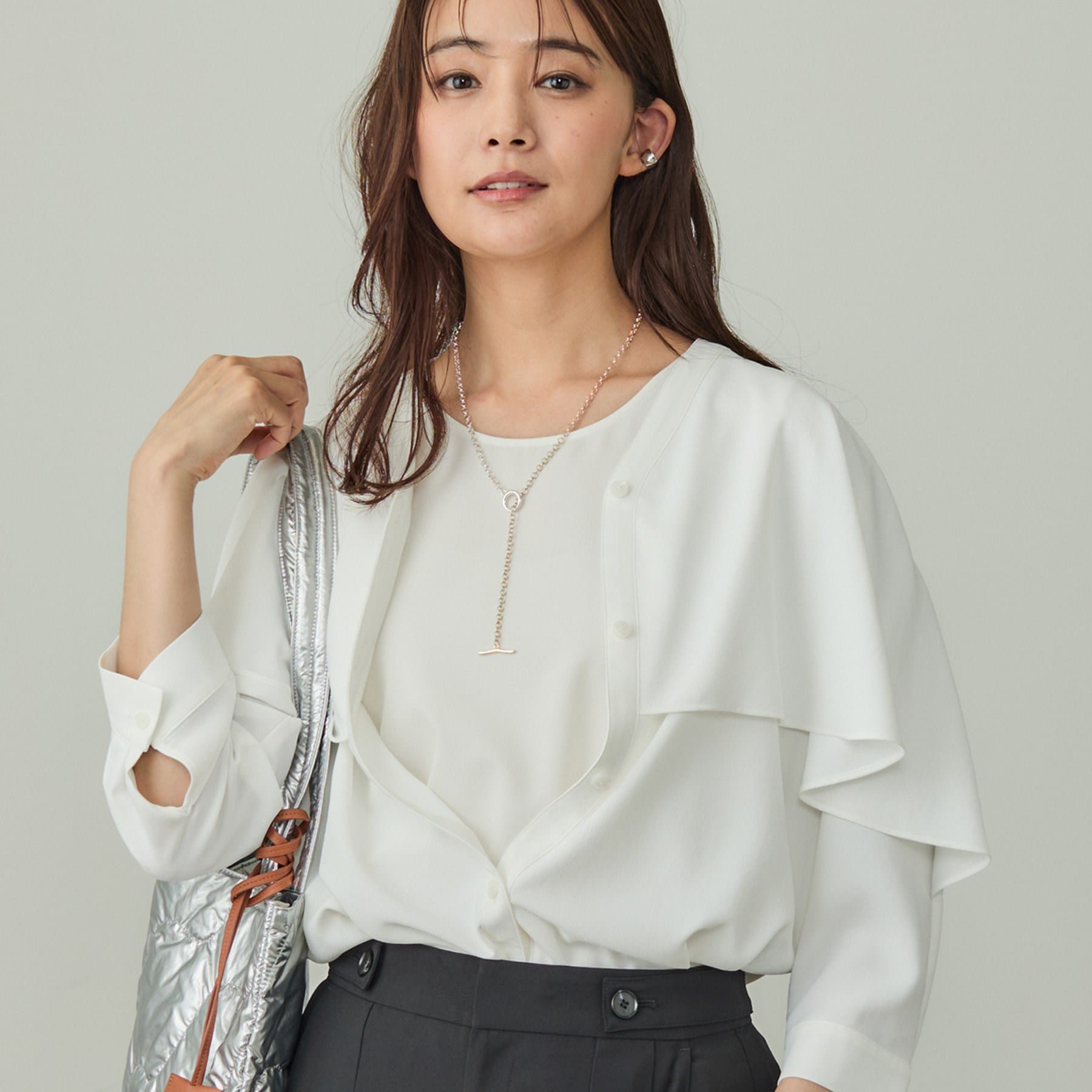 インディヴィ INDIVI 【着る日傘／UVケア／接触冷感】ケープカラーブラウス （ホワイト(001)） ホワイト(001)