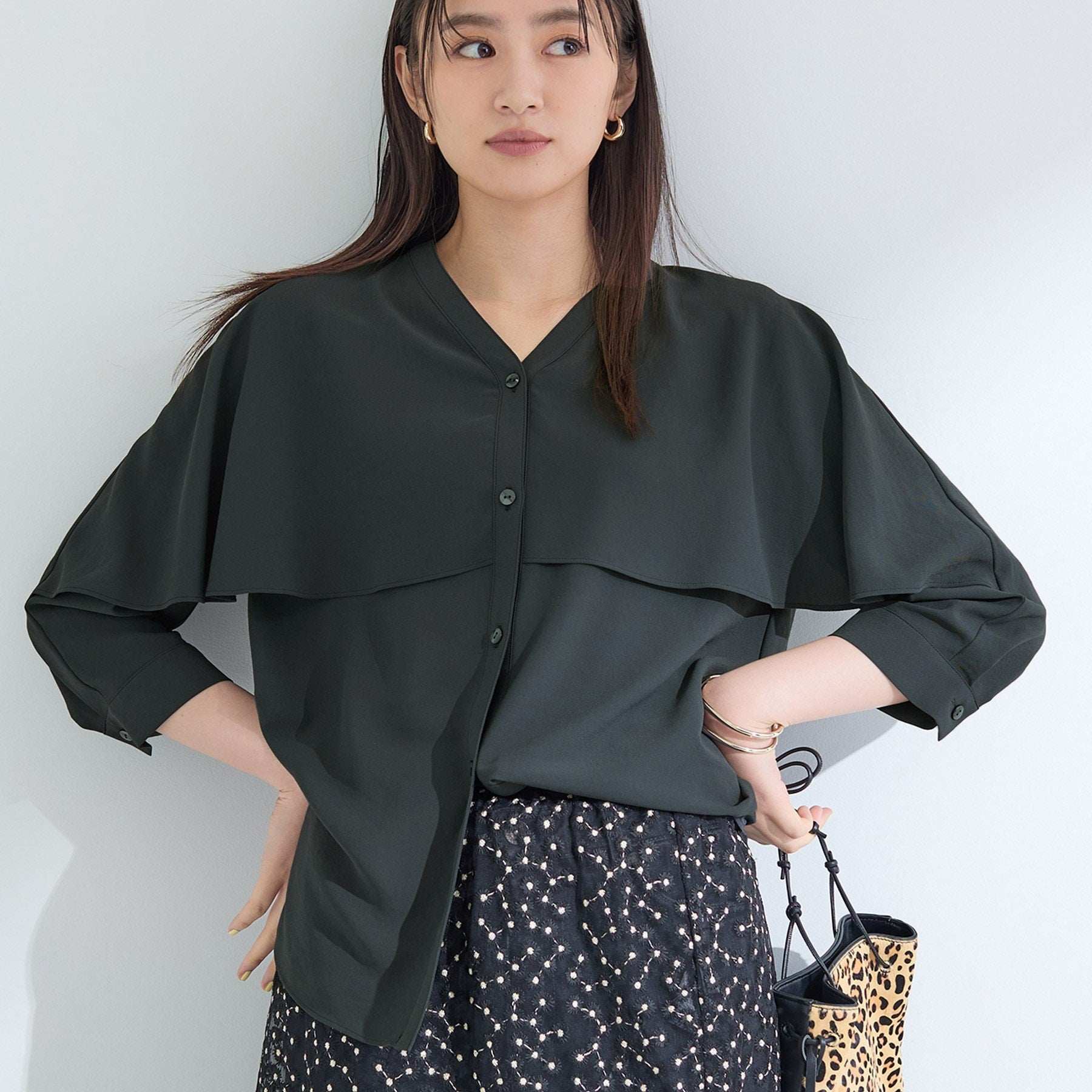 インディヴィ INDIVI 【着る日傘／UVケア／接触冷感】ケープカラーブラウス （ホワイト(001)） ホワイト(001)