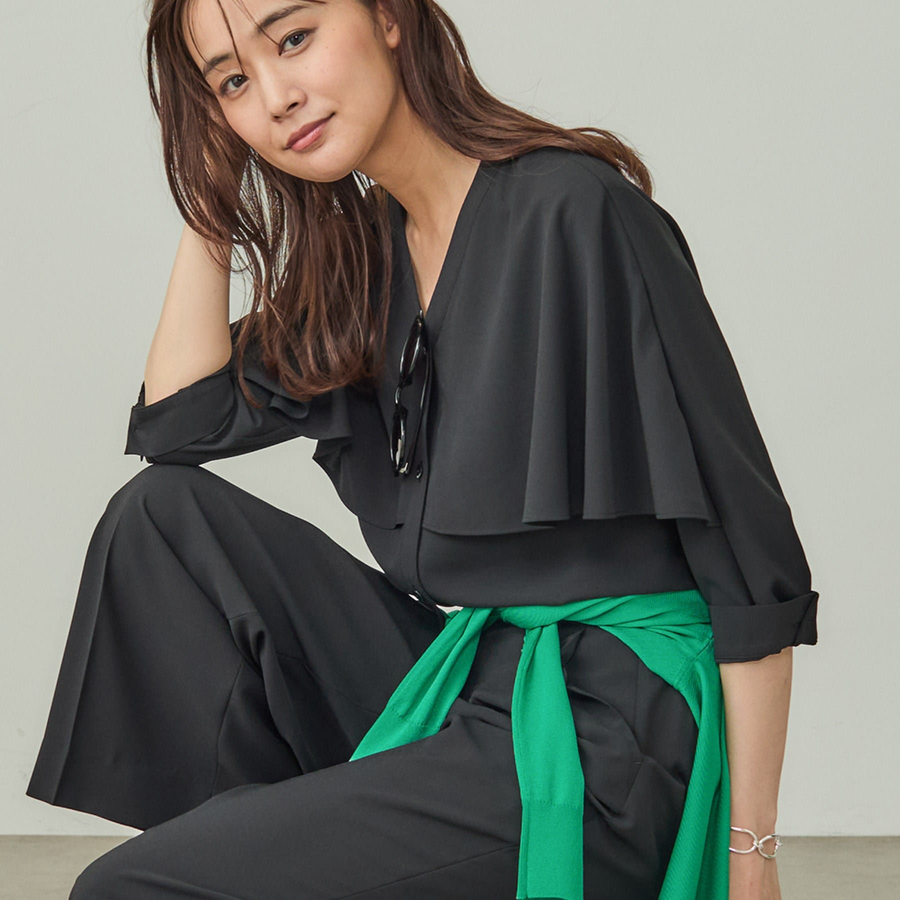 インディヴィ INDIVI 【着る日傘／UVケア／接触冷感】ケープカラーブラウス （ホワイト(001)） ホワイト(001)