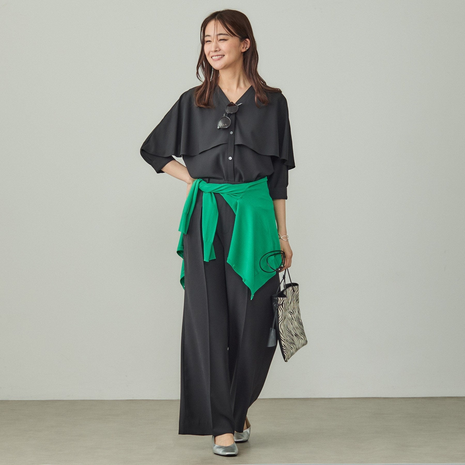 インディヴィ INDIVI 【着る日傘／UVケア／接触冷感】ケープカラーブラウス （ホワイト(001)） ホワイト(001)