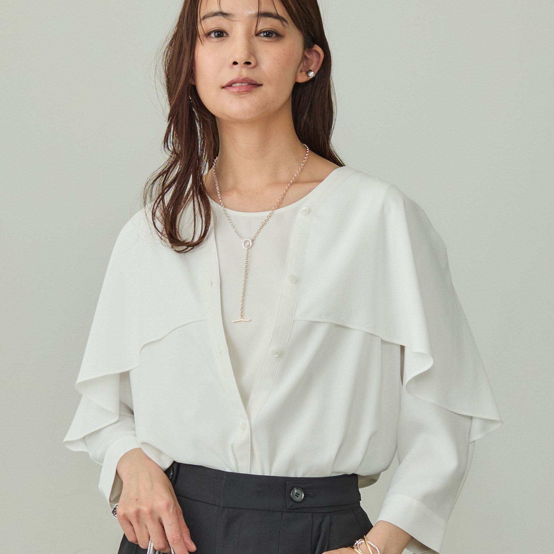 インディヴィ INDIVI 【着る日傘／UVケア／接触冷感】ケープカラーブラウス （ホワイト(001)） ホワイト(001)