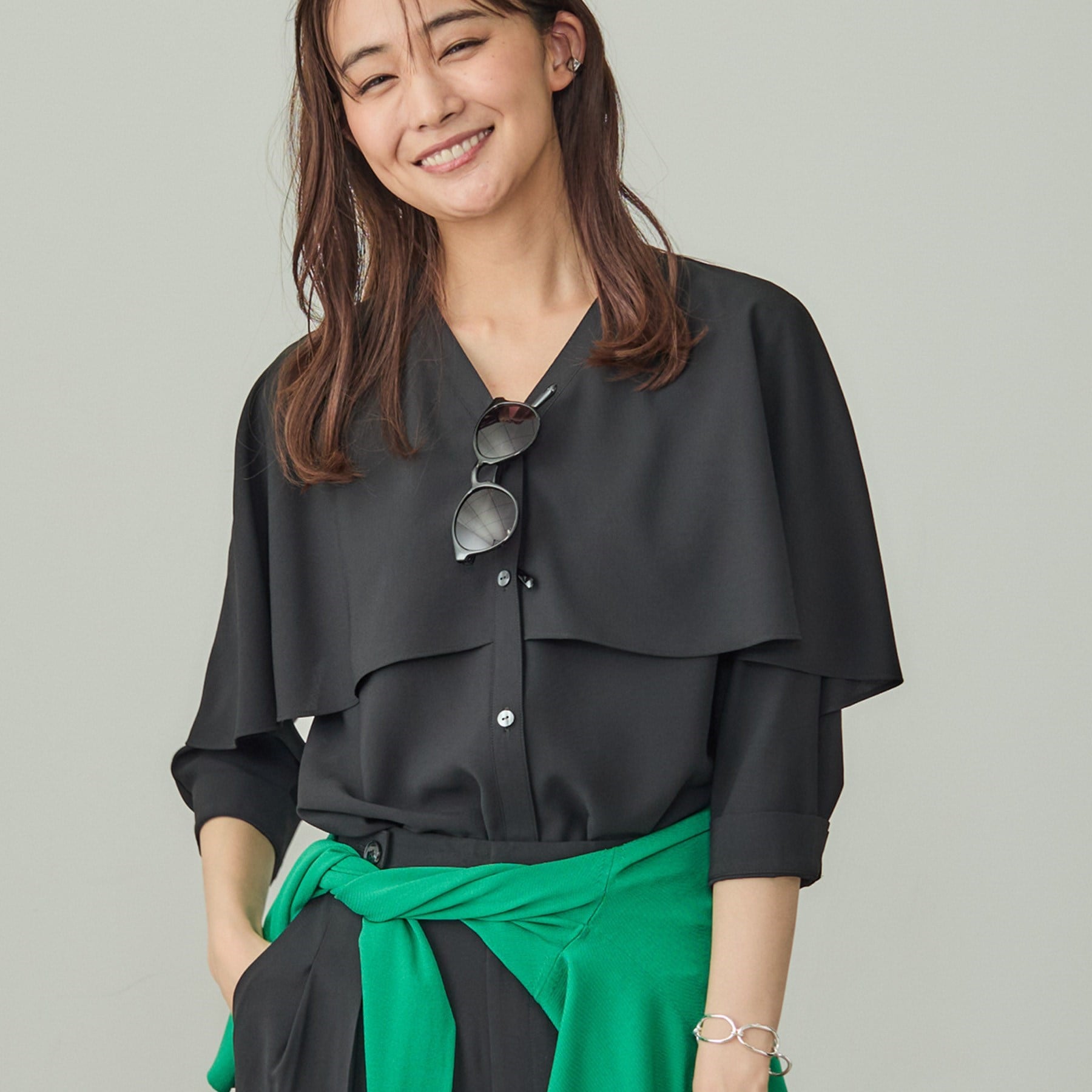 インディヴィ INDIVI 【着る日傘／UVケア／接触冷感】ケープカラーブラウス （ホワイト(001)） ホワイト(001)