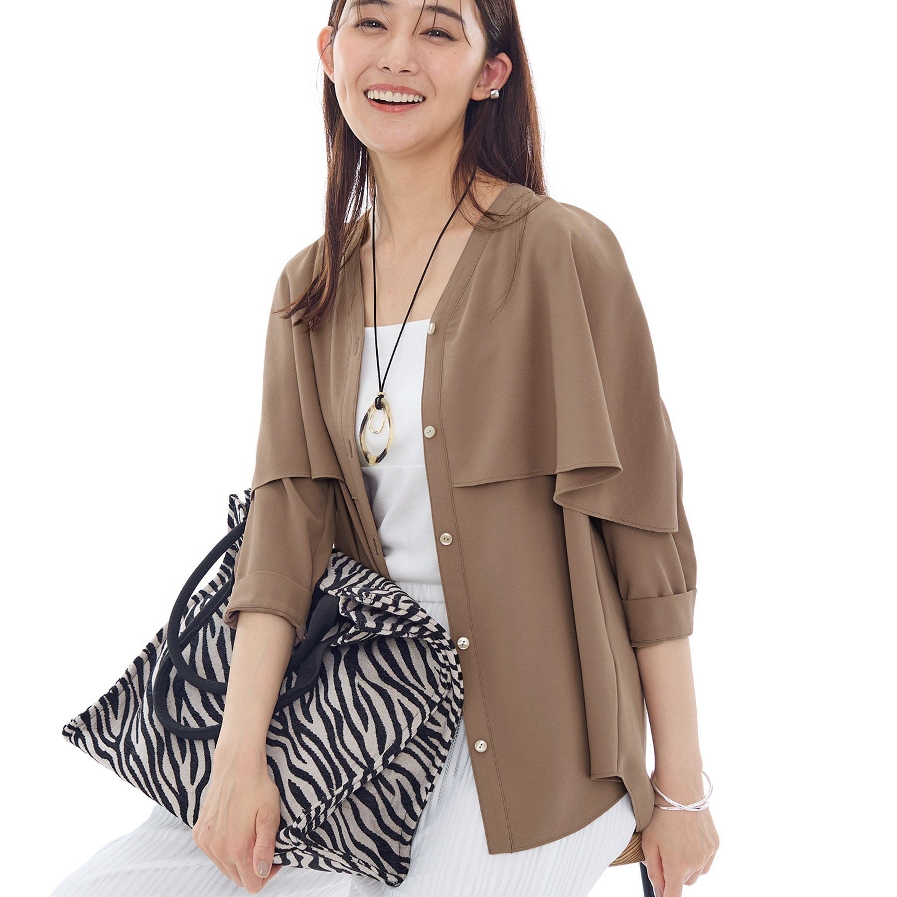 インディヴィ INDIVI 【着る日傘／UVケア／接触冷感】ケープカラーブラウス （ホワイト(001)） ホワイト(001)