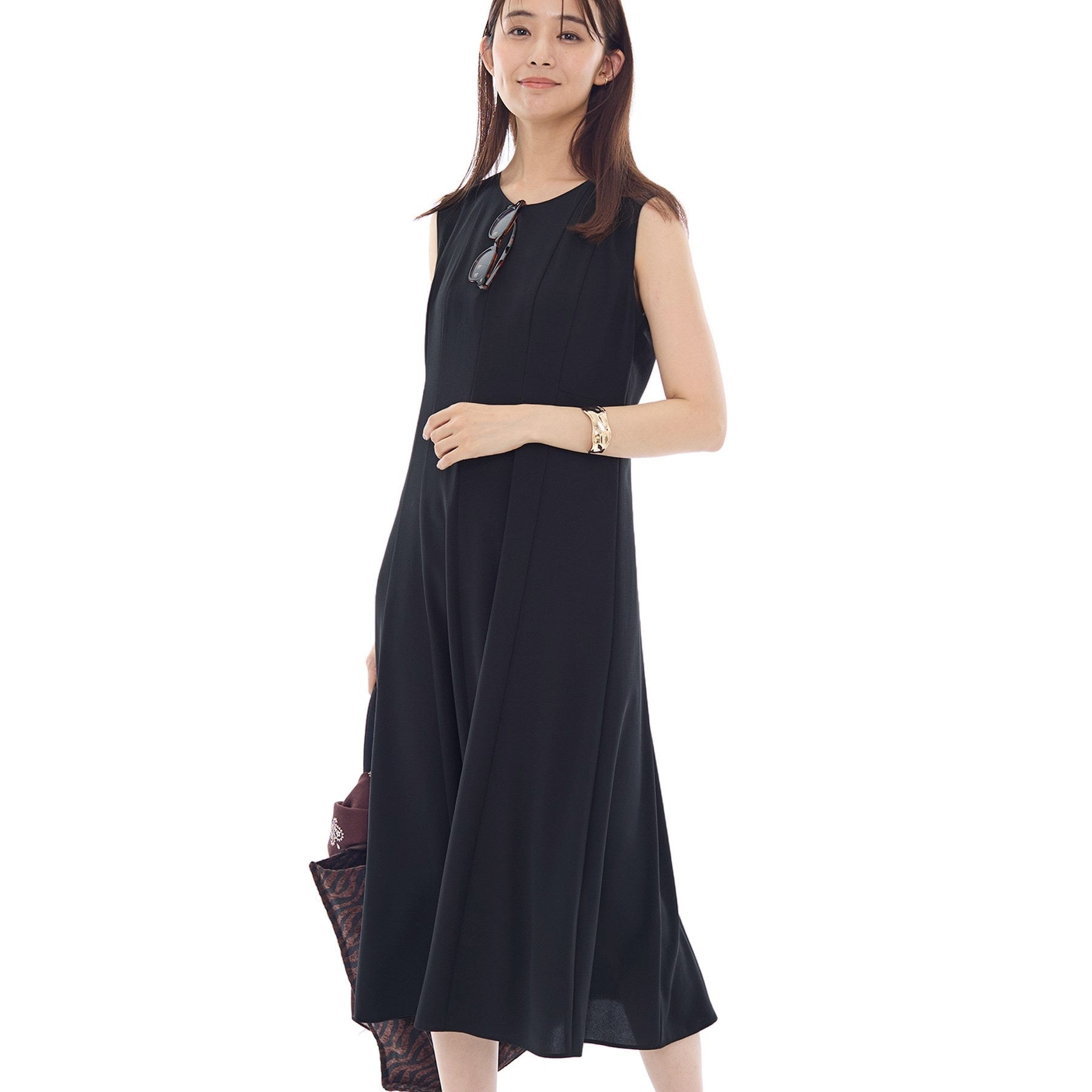 インディヴィ INDIVI 【着る日傘／UVケア／接触冷感】ノースリーブワンピース （チャコールグレー(013)） チャコールグレー(013)