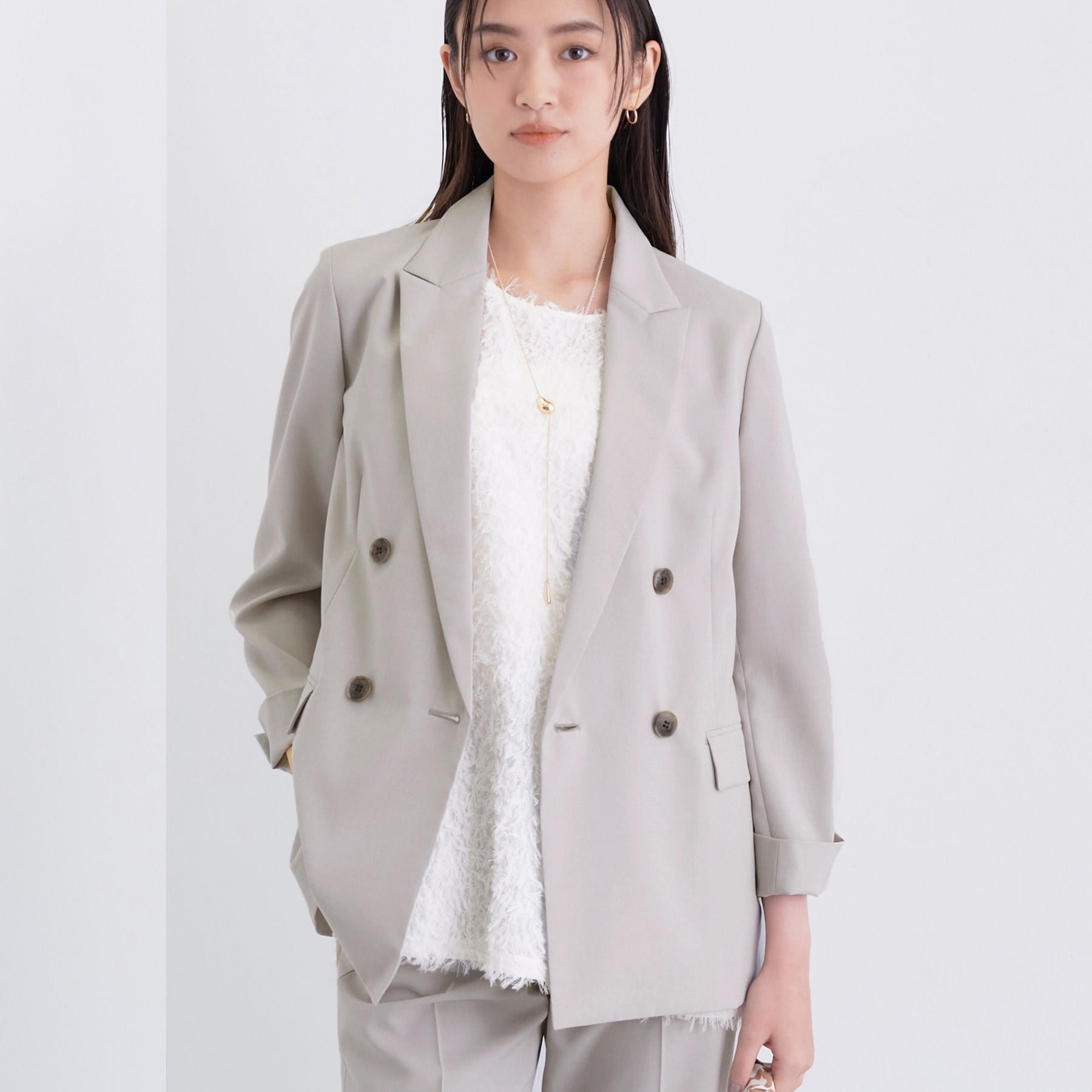 インディヴィ INDIVI 【UVケア】ライトダブルジャケット （グレージュ(050)） グレージュ(050)