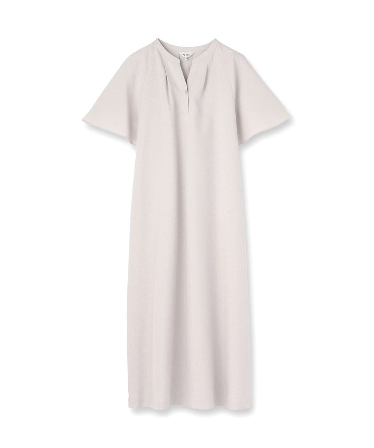 インディヴィ INDIVI 【しわになりにくい】麻調ストレートラインワンピース （ライトベージュ(051)） ライトベージュ(051)