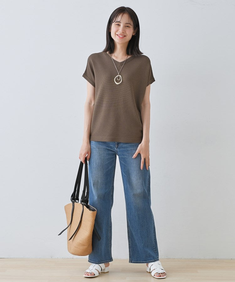 インディヴィ INDIVI 【洗える】きれいめVネックニット （ブルー(092)） ブルー(092)