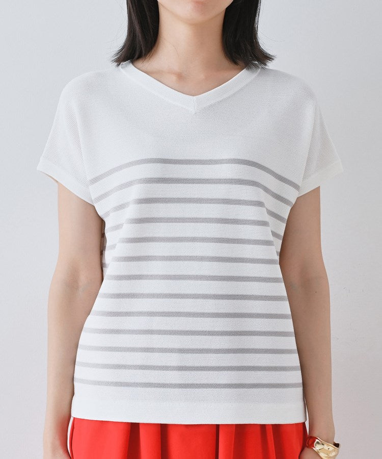 インディヴィ INDIVI 【洗える】きれいめVネックニット （ブルー(092)） ブルー(092)