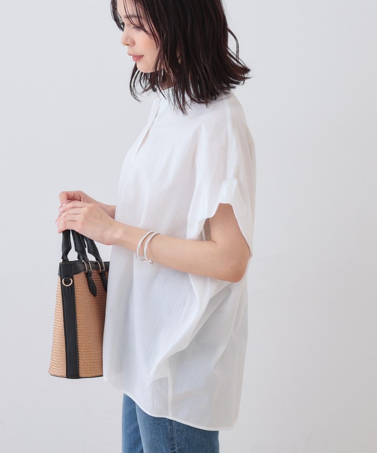 インディヴィ INDIVI 【SETUP可能／涼しい】コットンオーバーシャツ （ホワイト(001)） ホワイト(001)