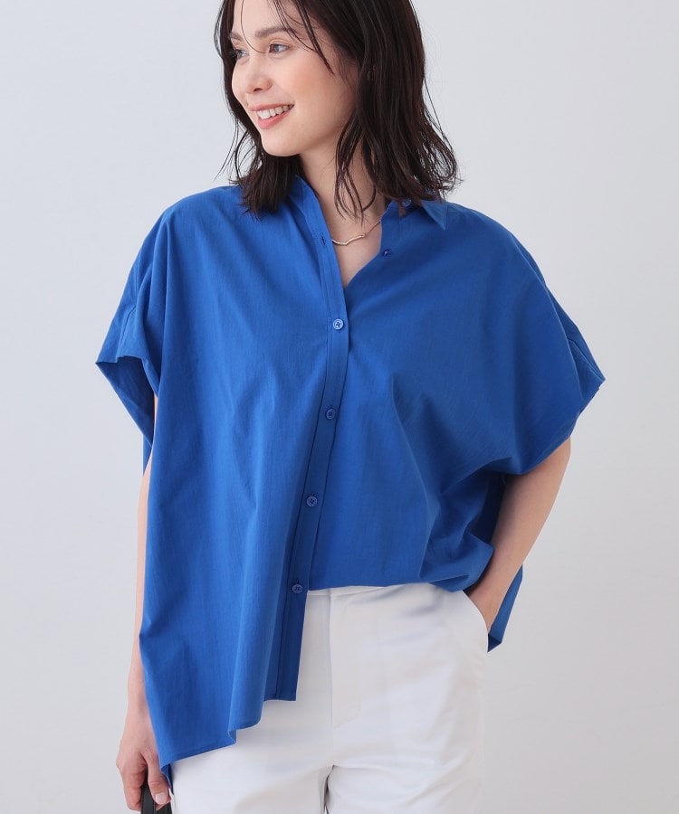 インディヴィ INDIVI 【SETUP可能／涼しい】コットンオーバーシャツ （ホワイト(001)） ホワイト(001)