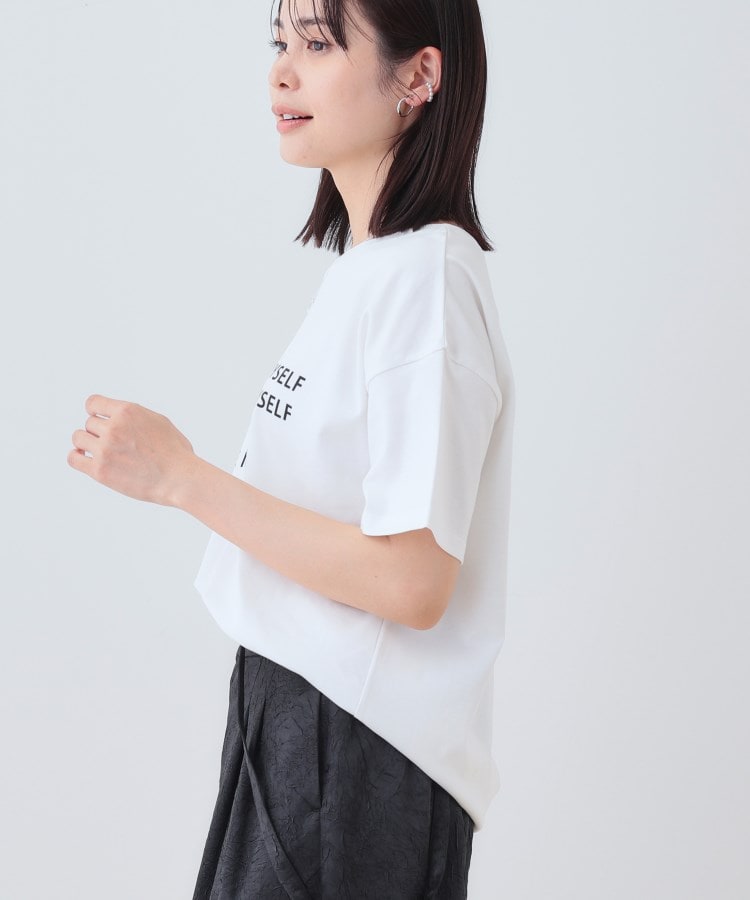 インディヴィ INDIVI 【洗える】ベーシックプリントTシャツ （ホワイト(101)） ホワイト(101)