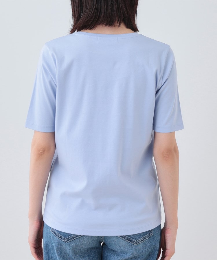 インディヴィ INDIVI 【洗える】シンプルVネックTシャツ （サックスブルー(090)） サックスブルー(090)