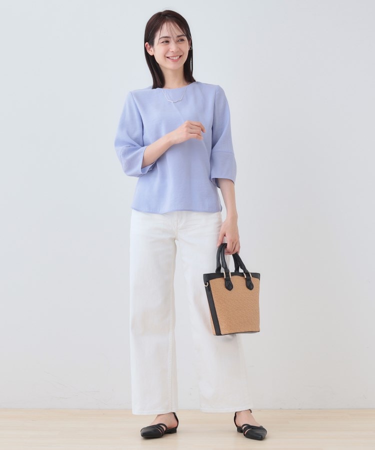 インディヴィ INDIVI 【洗える／SETUP可能】袖コンシャスシアーブラウス （サックスブルー(090)） サックスブルー(090)