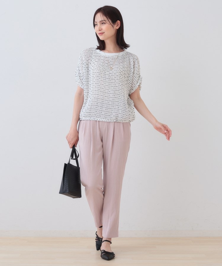 インディヴィ INDIVI 【シワになりにくい】コットンライクテーパードパンツ （オフホワイト(003)） オフホワイト(003)